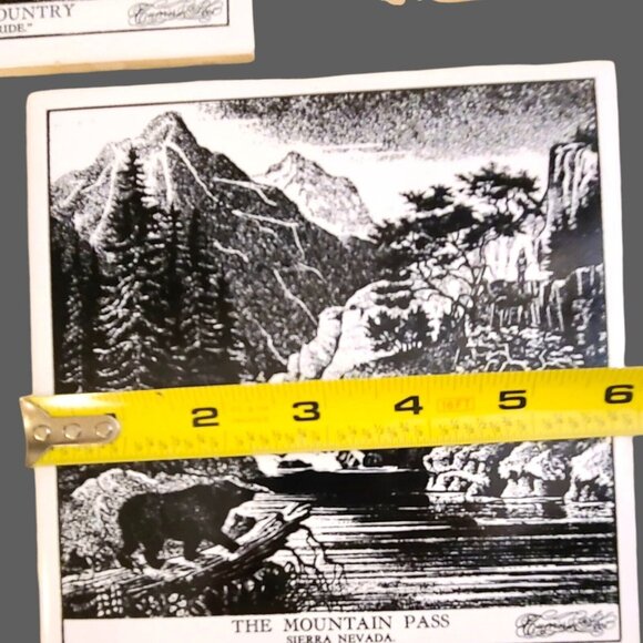 Lot 5 Vintage Currier & Ives Tile Trivet Wall Plaque American Railroad Life In - Picture 9 of 9